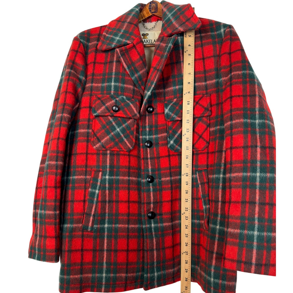 Huckberry Vintage L Wool Plaid Barn Coat $450 Shearling Chore Jacket Red 42 - Picture 8 of 9